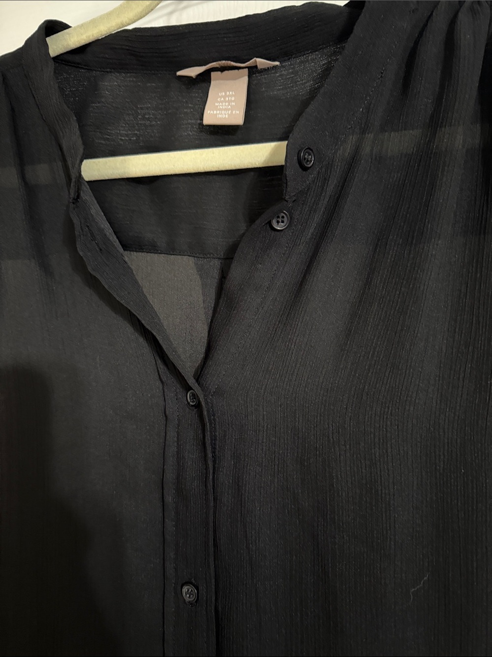 H&M Black Sheer Button-Down Blouse - Picture 4 of 4
